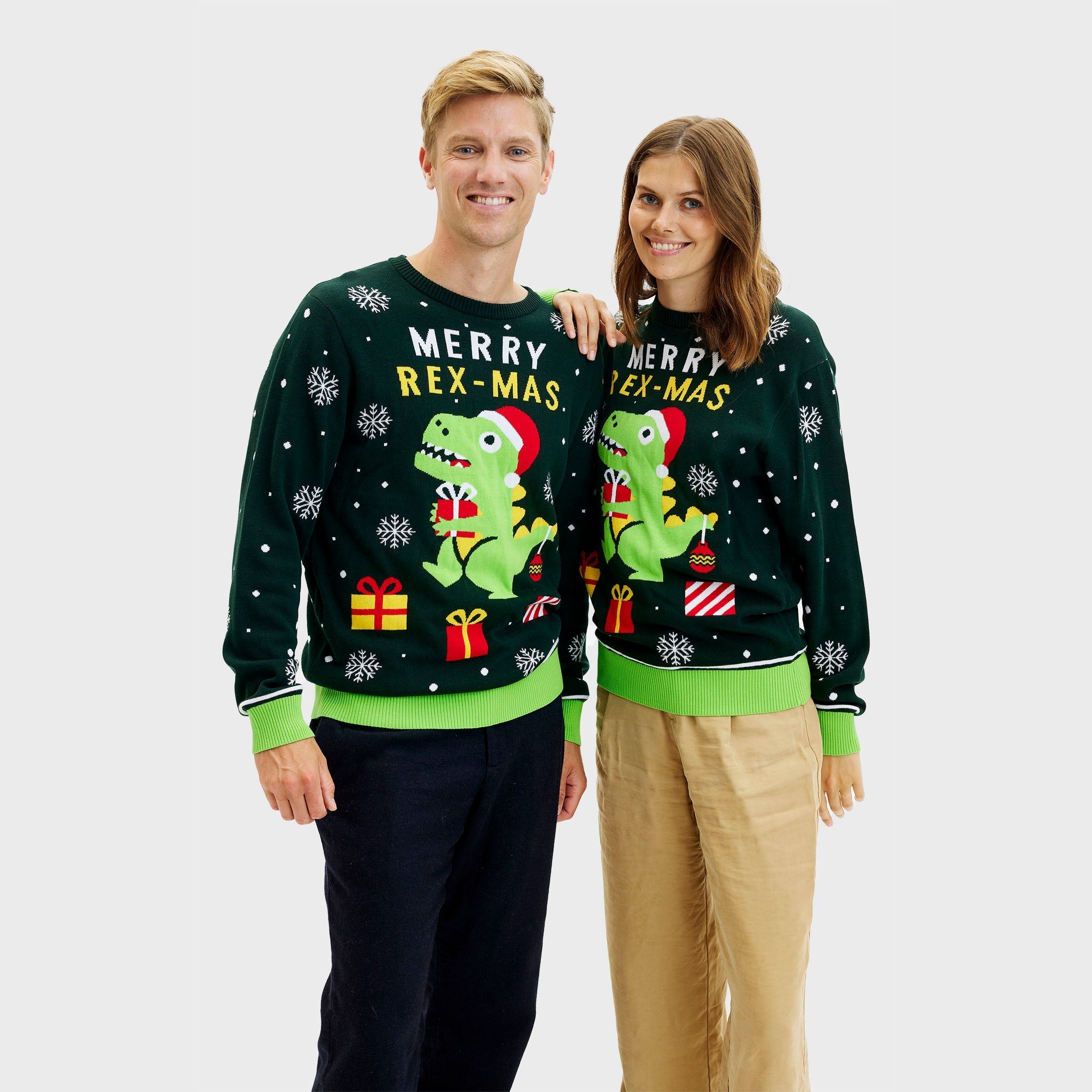 Niedlicher Dino-Weihnachtspullover – Damen.